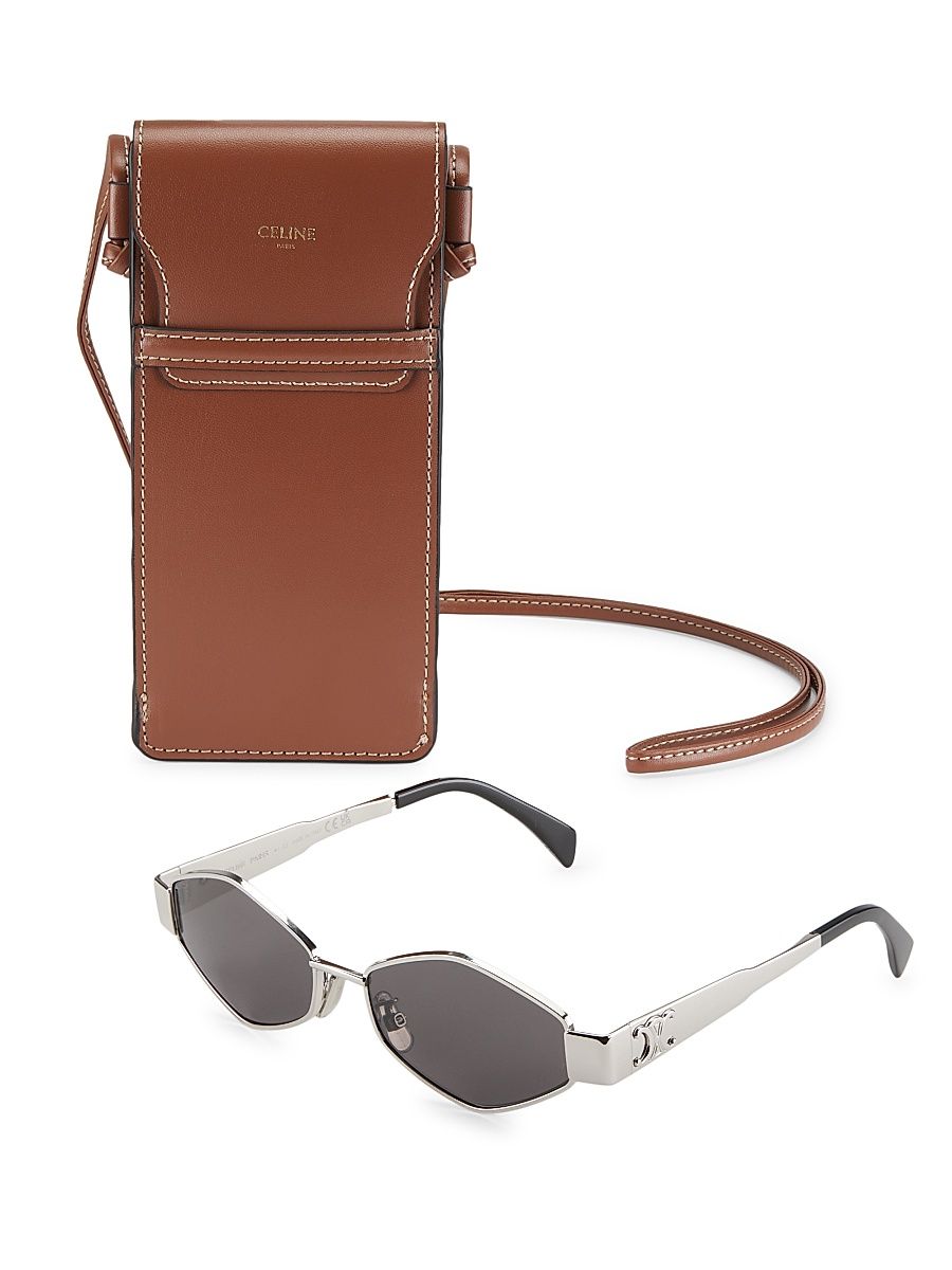 Men's Triomphe 54MM Metal Sunglasses - Shiny Palladium Smoke