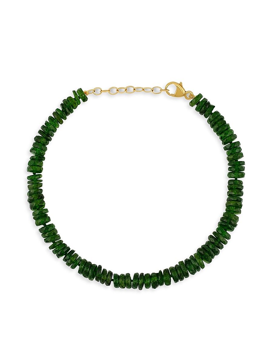 Women's 14K Yellow Gold & Chrome Diopside Beaded Bracelet - Green Dipsode