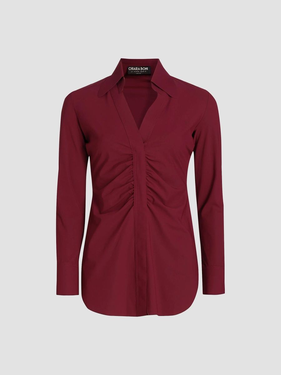 Chiara Boni La Petite Robe Women's Shohreh Ruched Top - Mahogany - Size 2