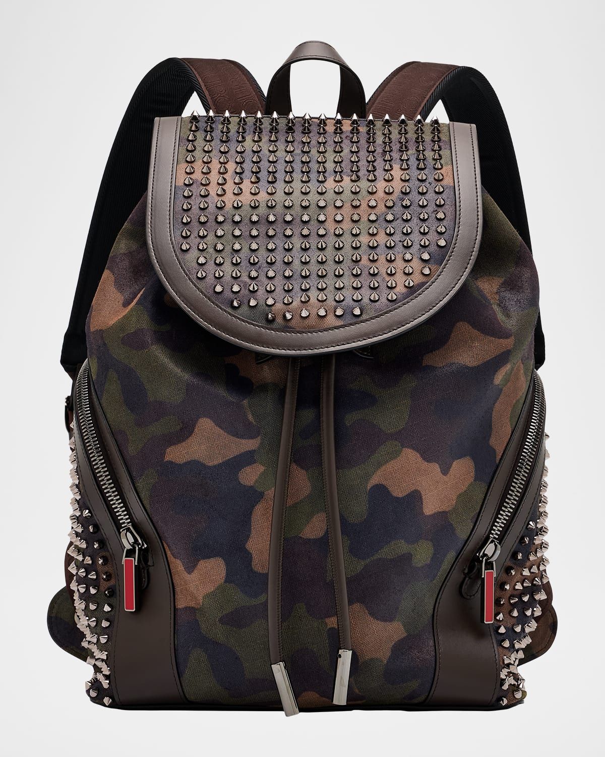 Men & apos;s Funky Camouflage Printed Reversed Leather and Spikes Backpack