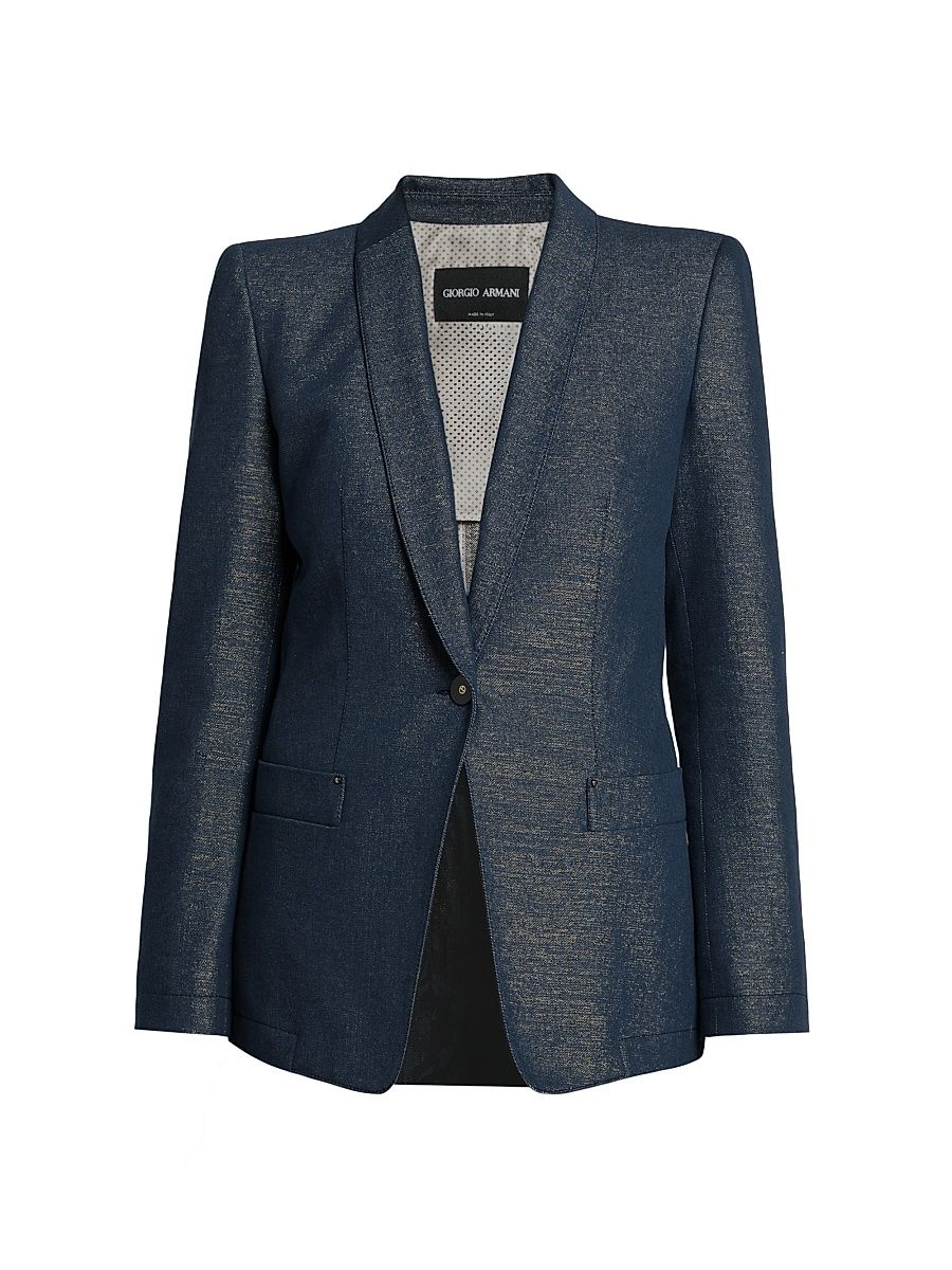 Women's Metallic Denim Blazer - Graphite - Size 8