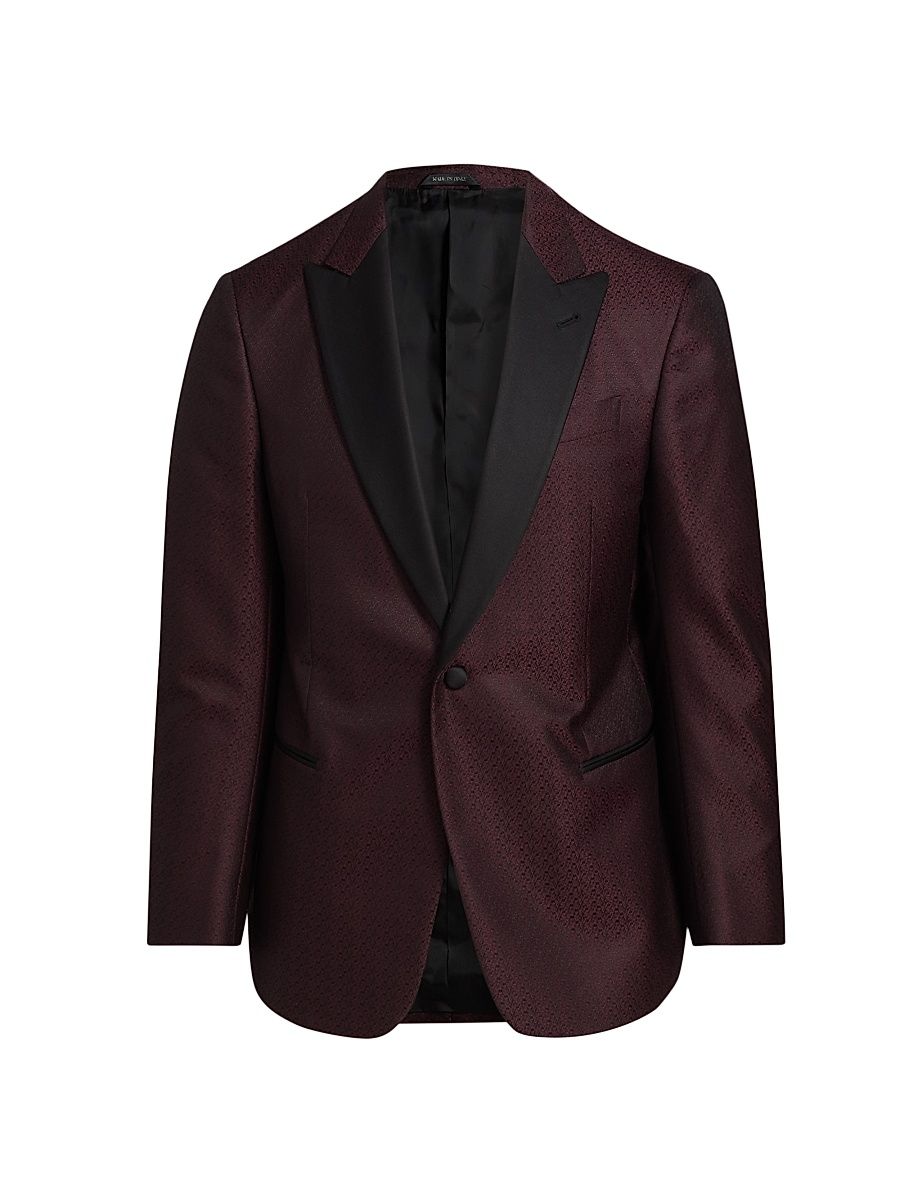 Men's Printed Dinner Jacket - Dark Red - Size 42