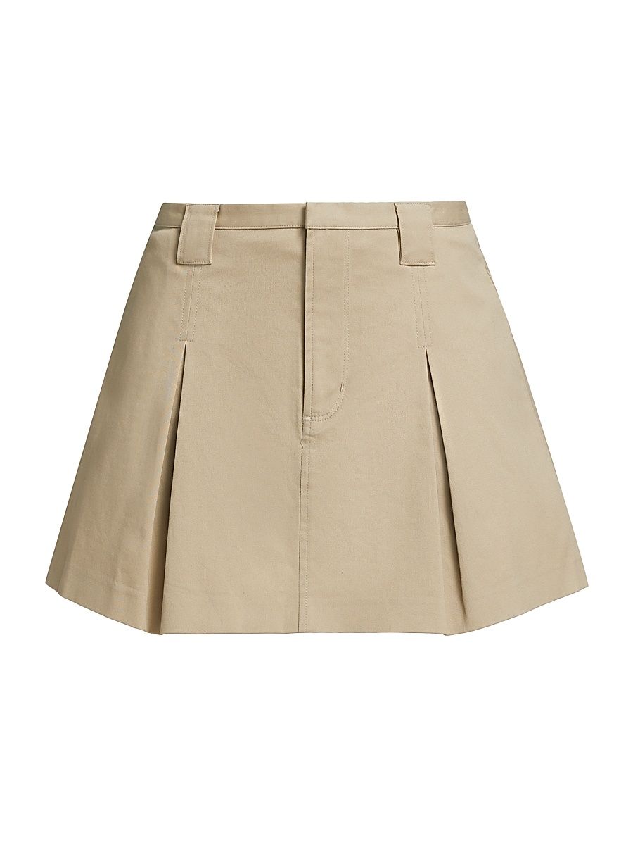 Women's Alfie Cotton Gabardine Pleated Flared Miniskirt - Taupe - Size 10