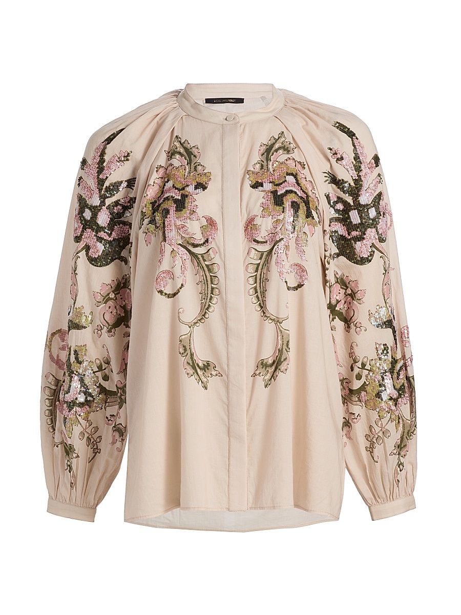 Women's Heidi Sequined Voile Blouse - Ecru - Size XS