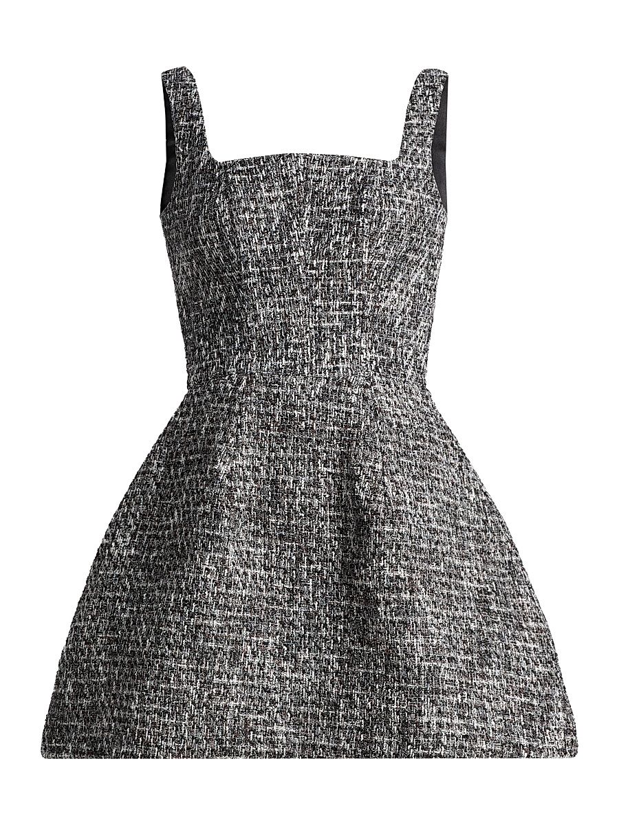 Women's Frida Tweed Fit-&-Flare Minidress - Marble Gray - Size Large