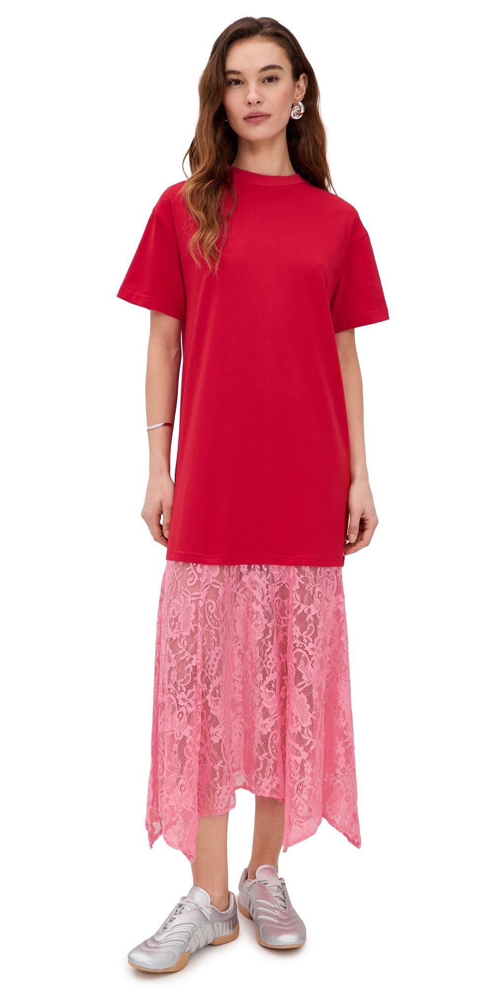 Never Fully Dressed Cara T-Shirt Dress Red & Pink M