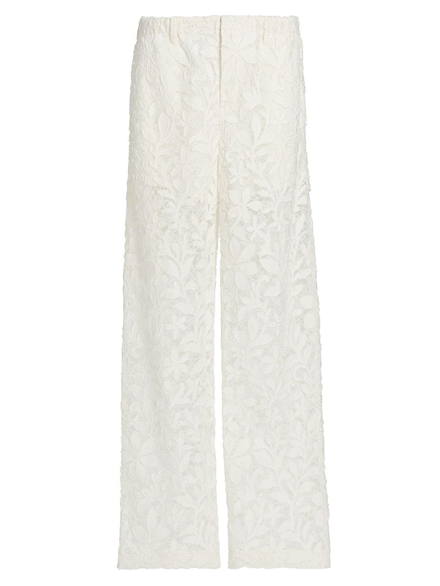 Women's Braylen Cotton Lace Carpenter Pants - White - Size Small