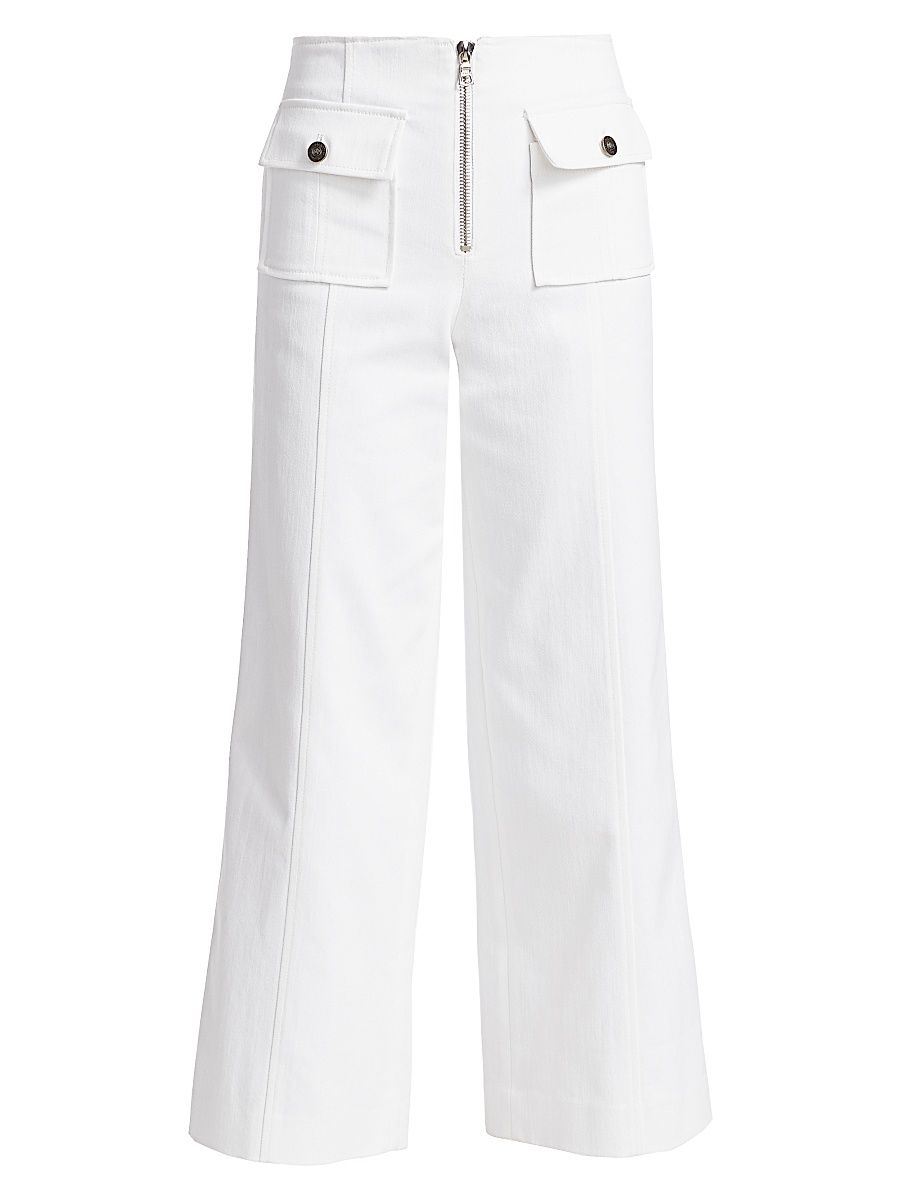 Women's Azure Cropped Wide-Leg Pants - White - Size 2
