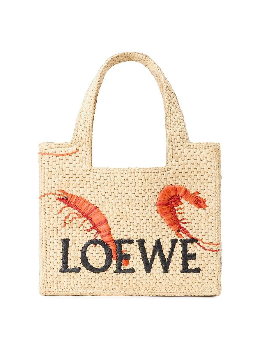 Women's Font Mini Embroidered Raffia Tote Bag - Natural Orange