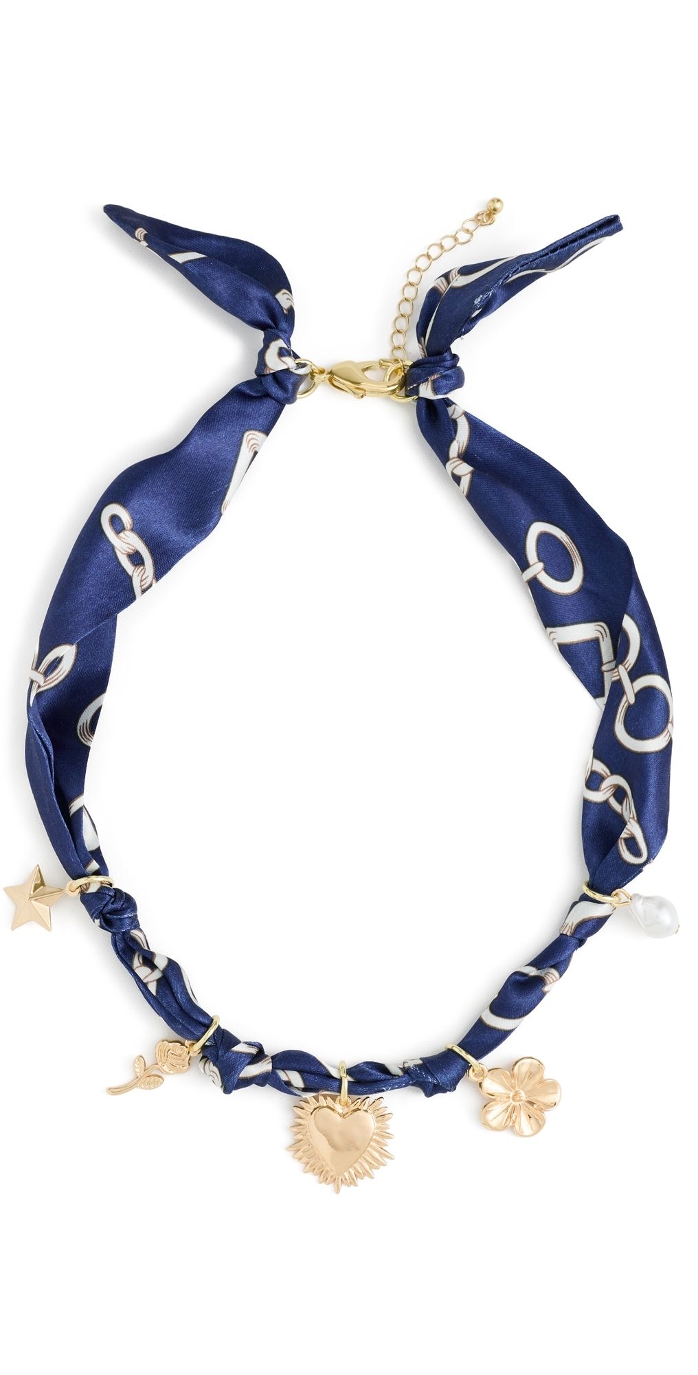 By Adina Eden Bandana Heart Charms Necklace Blue One Size