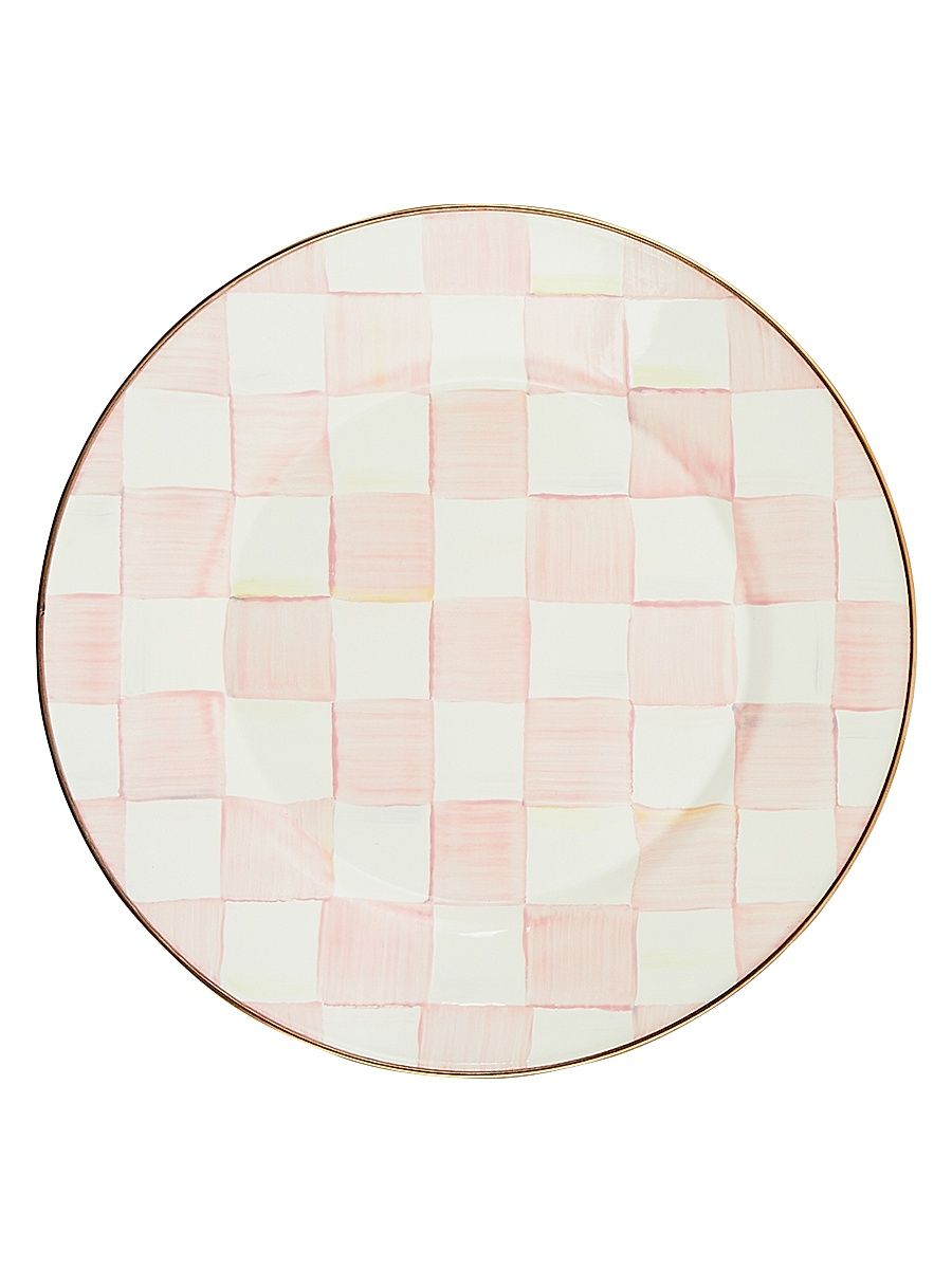 Rosy Check Enamel Dinner Plate