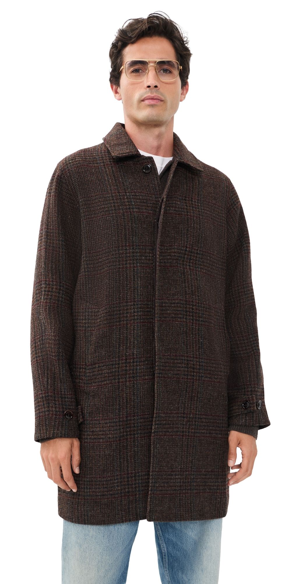 Barbour Lorden Check Wool Overcoat Dark Oak Check XL