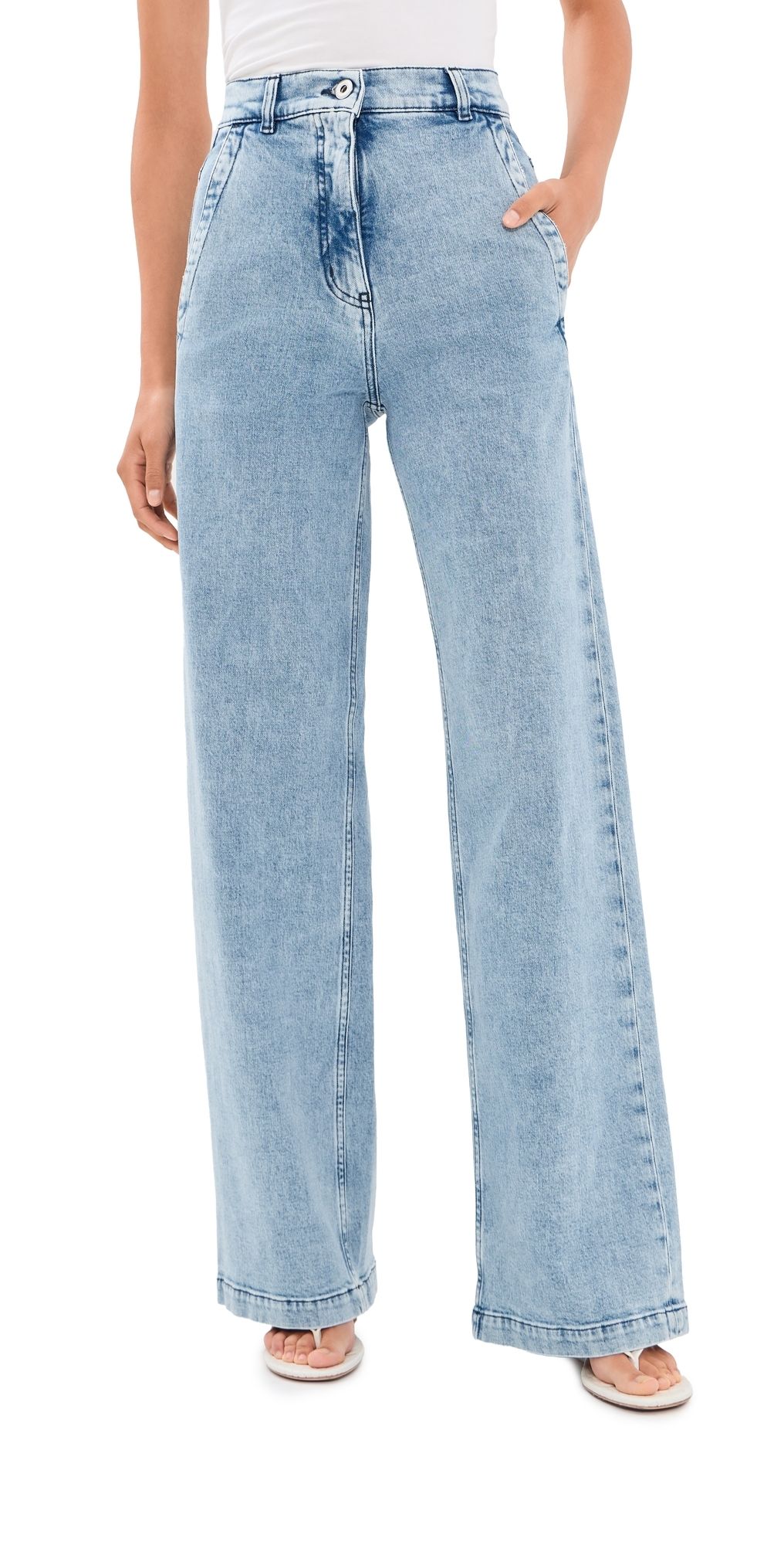 Another Tomorrow Carpenter Denim Jeans Light Blue Wash 38