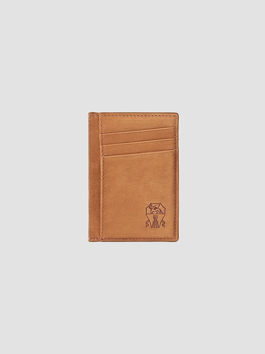 Men's Nubuck Card Holder - Cognac
