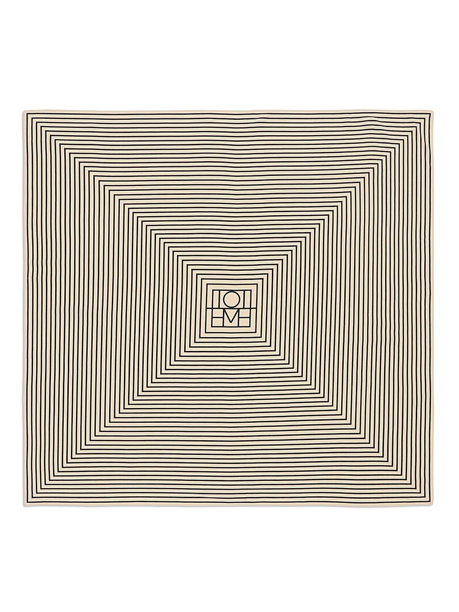 Women's Centered Monogram Cotton-Silk Scarf - White