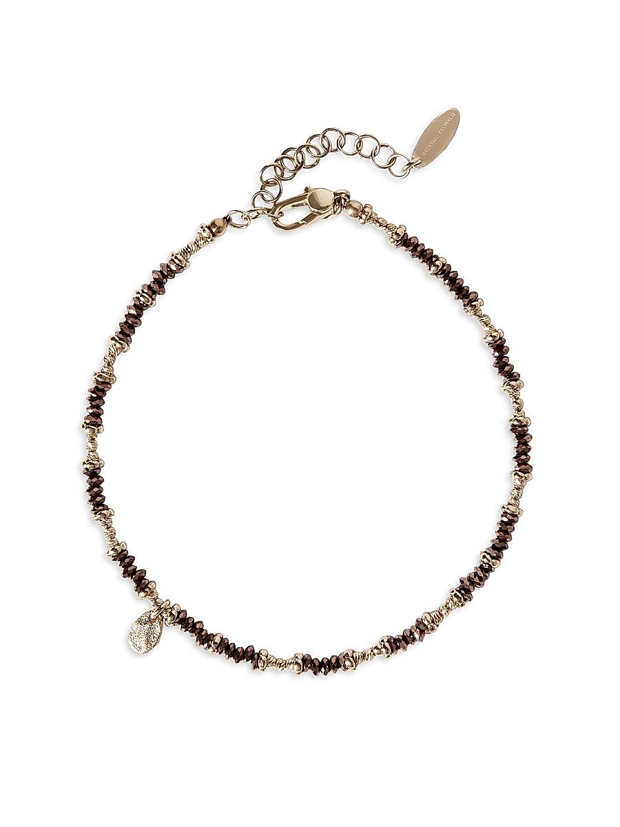 Women's Brown Hematite and Sterling Silver Anklet - Gold