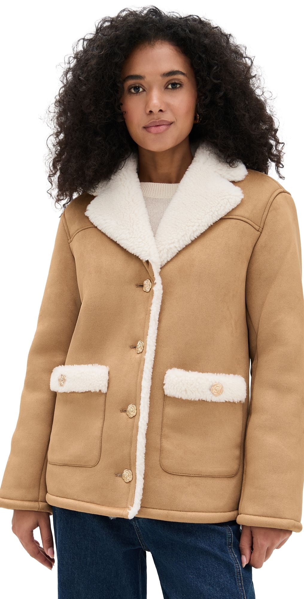 Generation Love Luvia Faux Shearling Jacket CORK/WHITE XXL