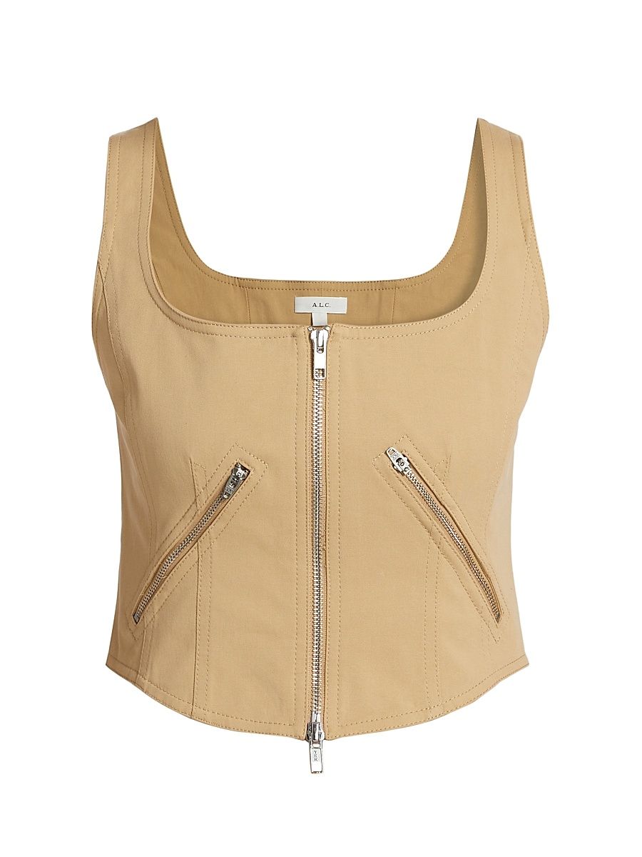Women's Dea Stretch-Cotton Sleeveless Top - Desert Beige - Size 14
