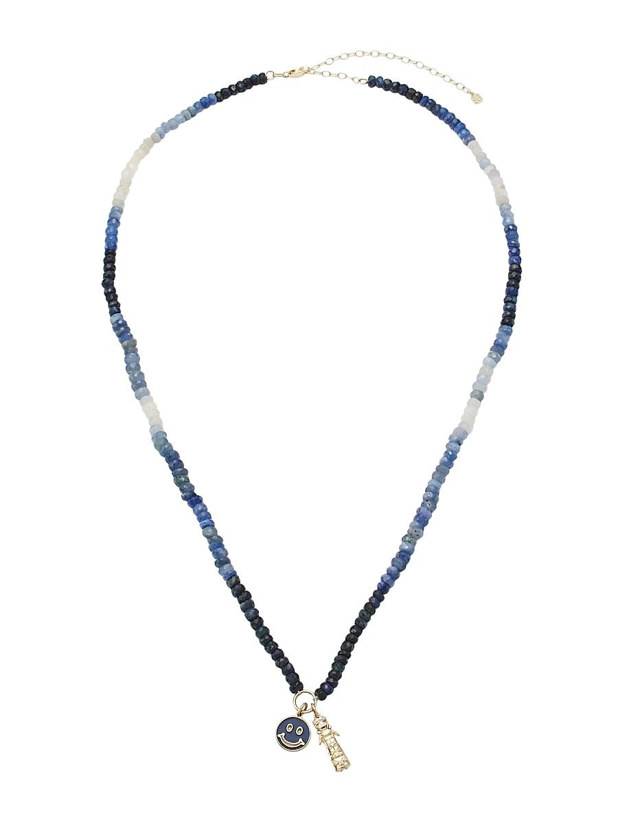 Women's 14K Yellow Gold, Sapphire & Diamond Multi-Charm Necklace - Blue White