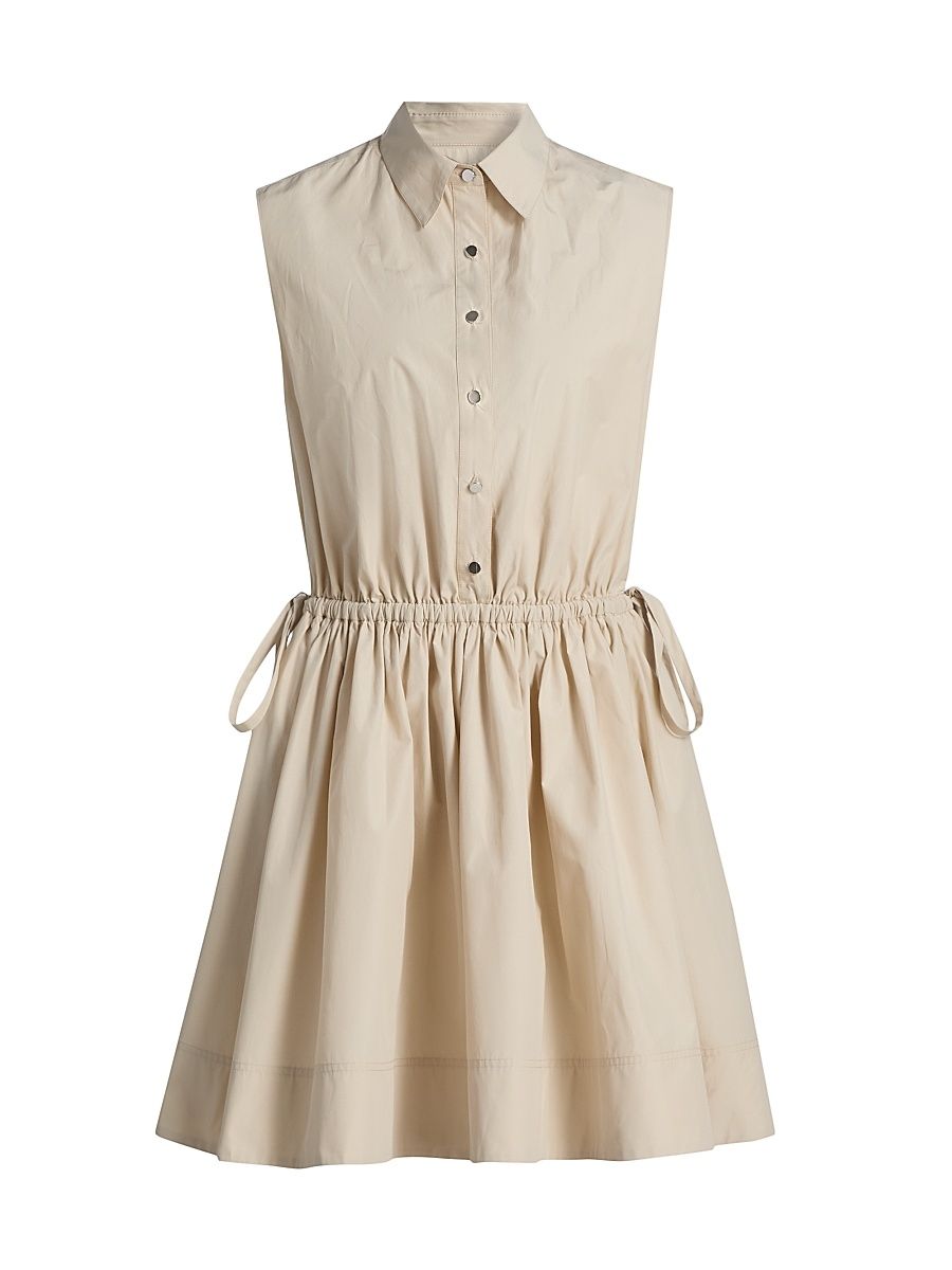 Women's Tristan Cotton Poplin Drawstring Minidress - Oyster Gray - Size XL