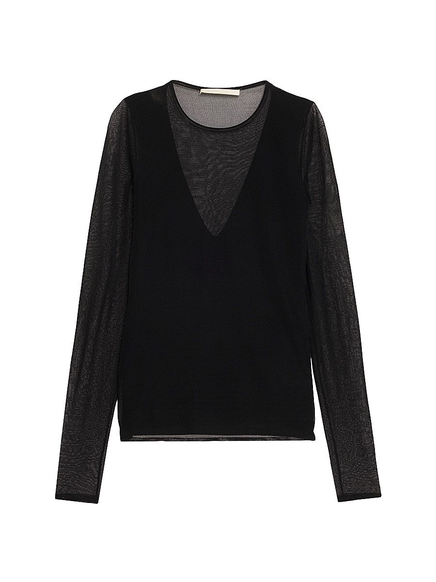 Women's Long Sleeve Knit Top - Black - Size Large