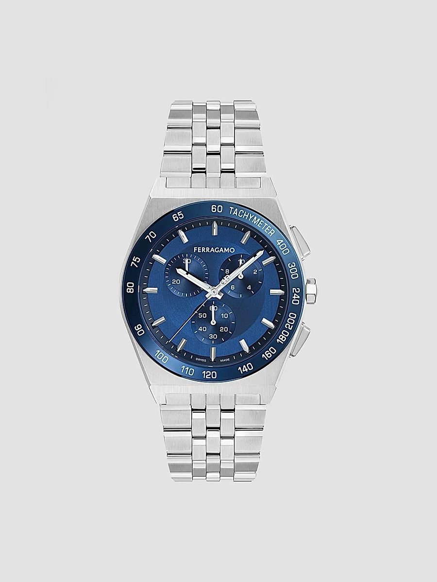 FERRAGAMO Men's Vega New Chrono 42MM Stainless Steel Bracelet Watch - Stainless Steel