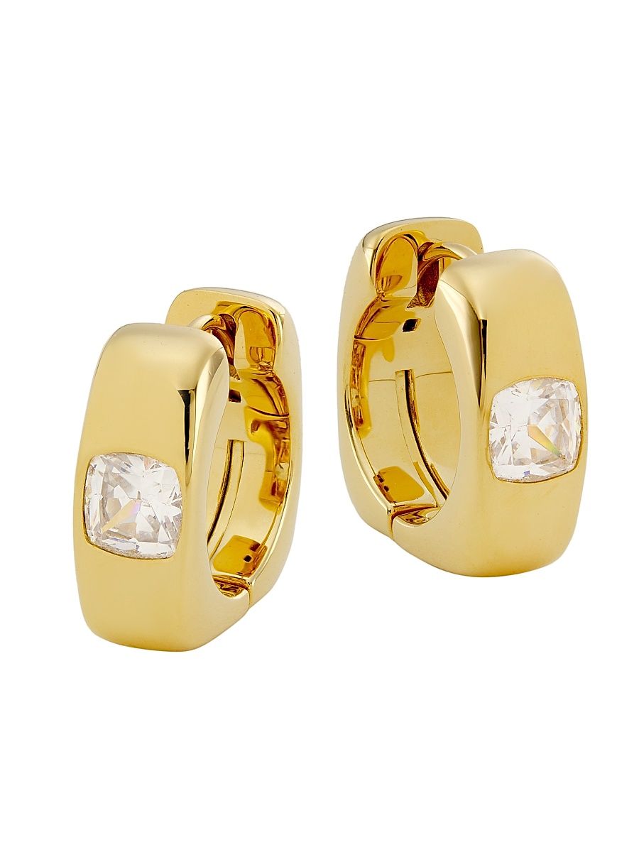 Women's Jolene 18K-Gold-Plated & Cubic Zirconia Square Huggie Hoop Earrings - Gold