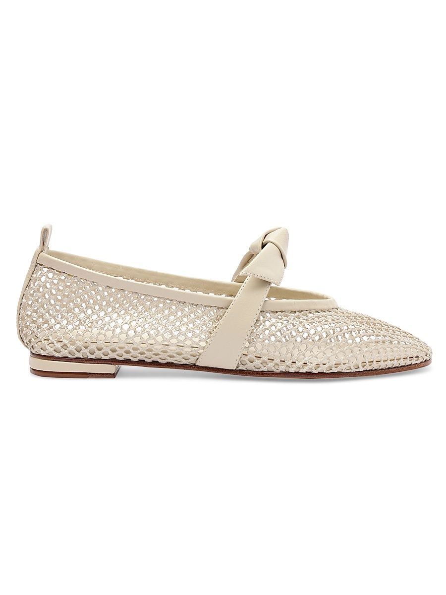 Women's Clarita Fishnet Leather Ballerina Flats - Dove - Size 9.5