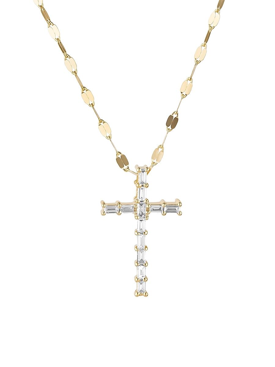 Women's 14K Yellow Gold & 0.27 TCW Diamond Cross Pendant Necklace - Yellow Gold