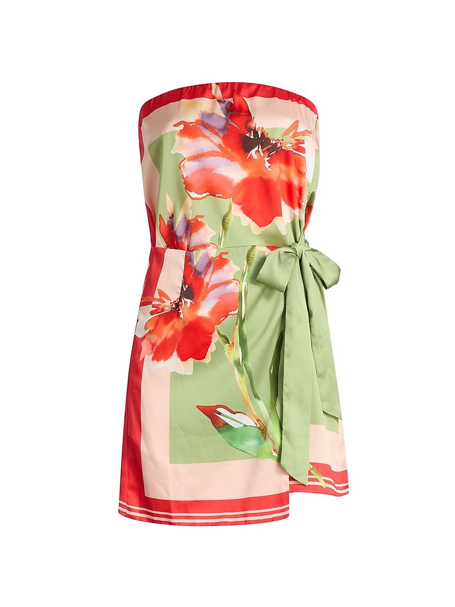 Women's Priya Floral Strapless Side-Tie Minidress - Scarf Flora - Size XL