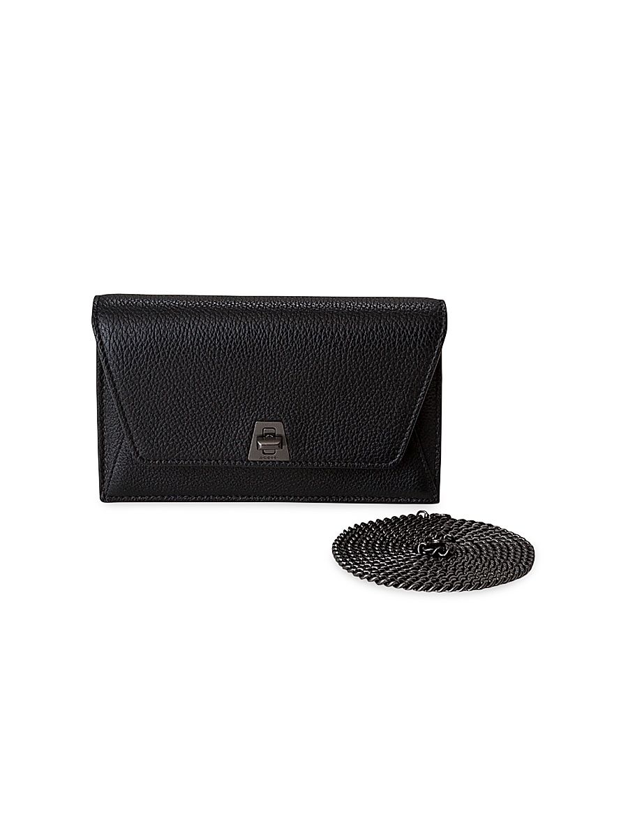 Women's Mini Anouk Envelope Leather Crossbody Bag - Black