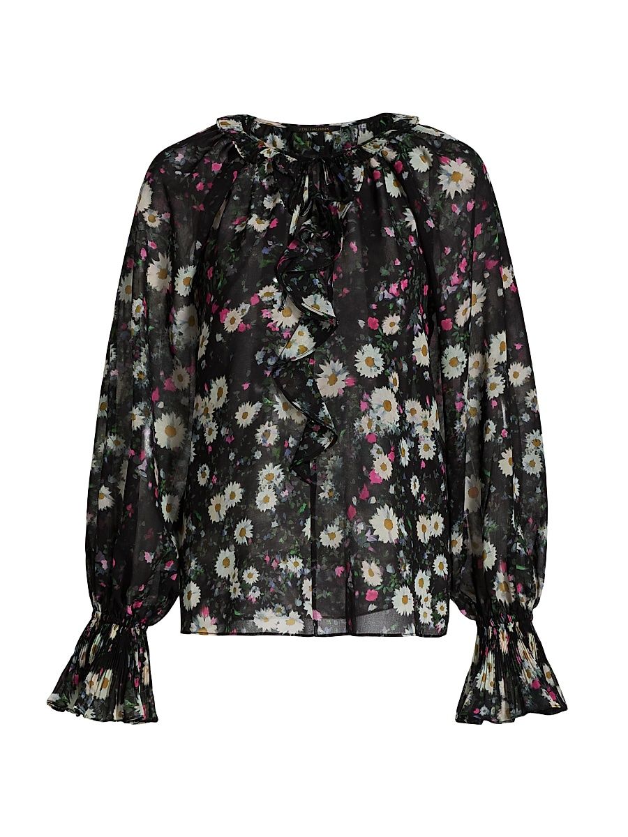 Women's Sydney Floral Blouse - Black Multi - Size Large