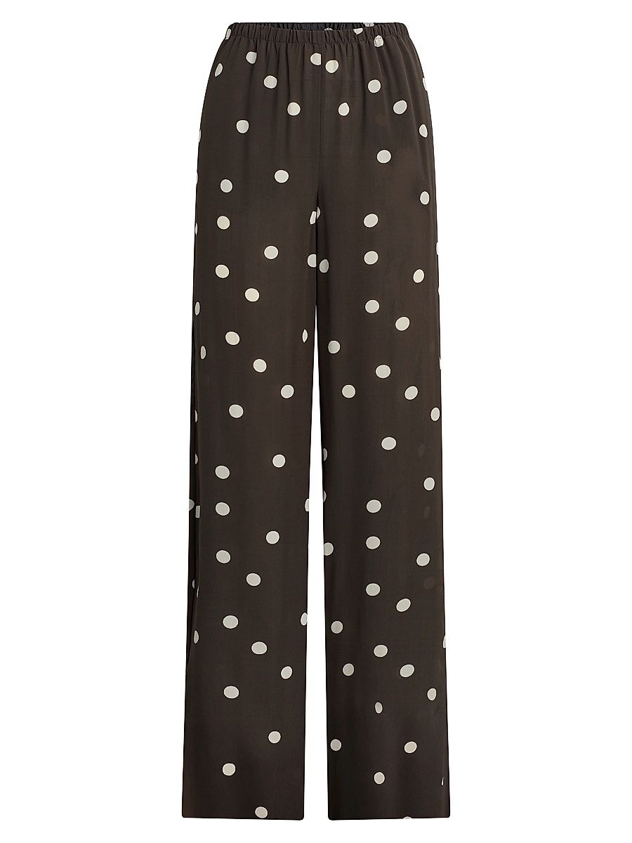 Women's The Effortless Polka Dot Wide-Leg Pants - Espresso Polka Dot - Size Small