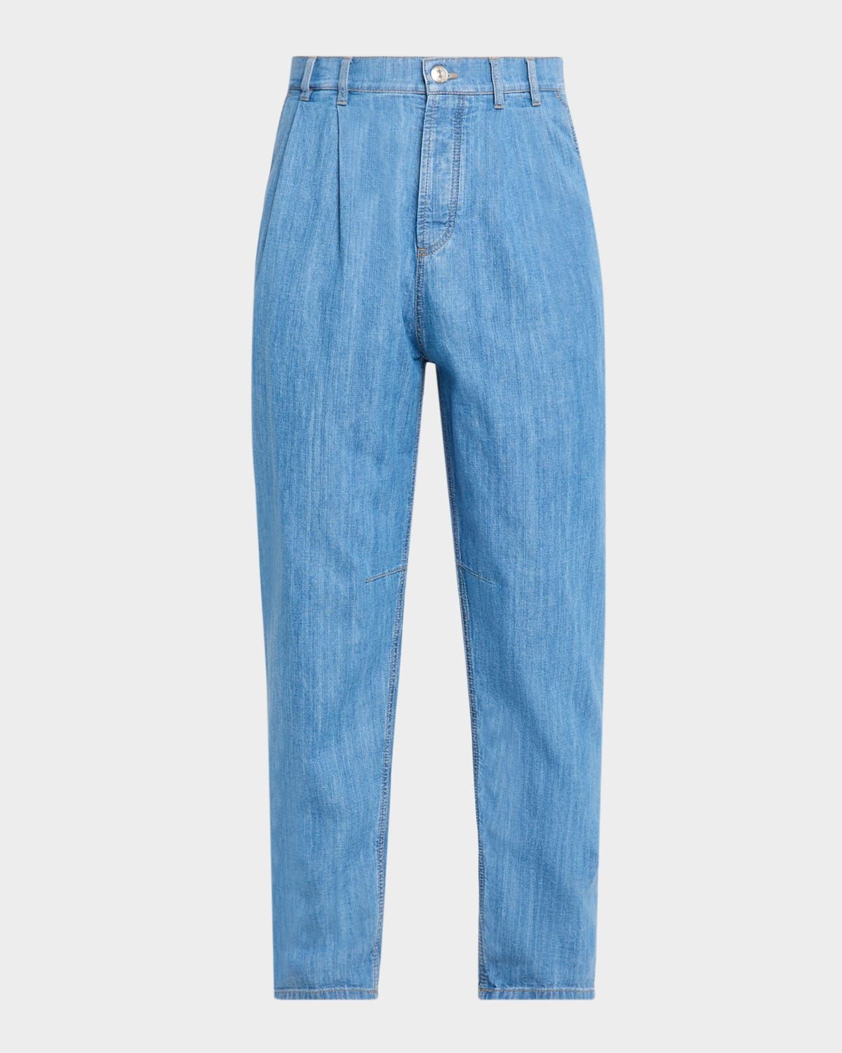 Denim Mid-Rise Tapered-Leg Pants