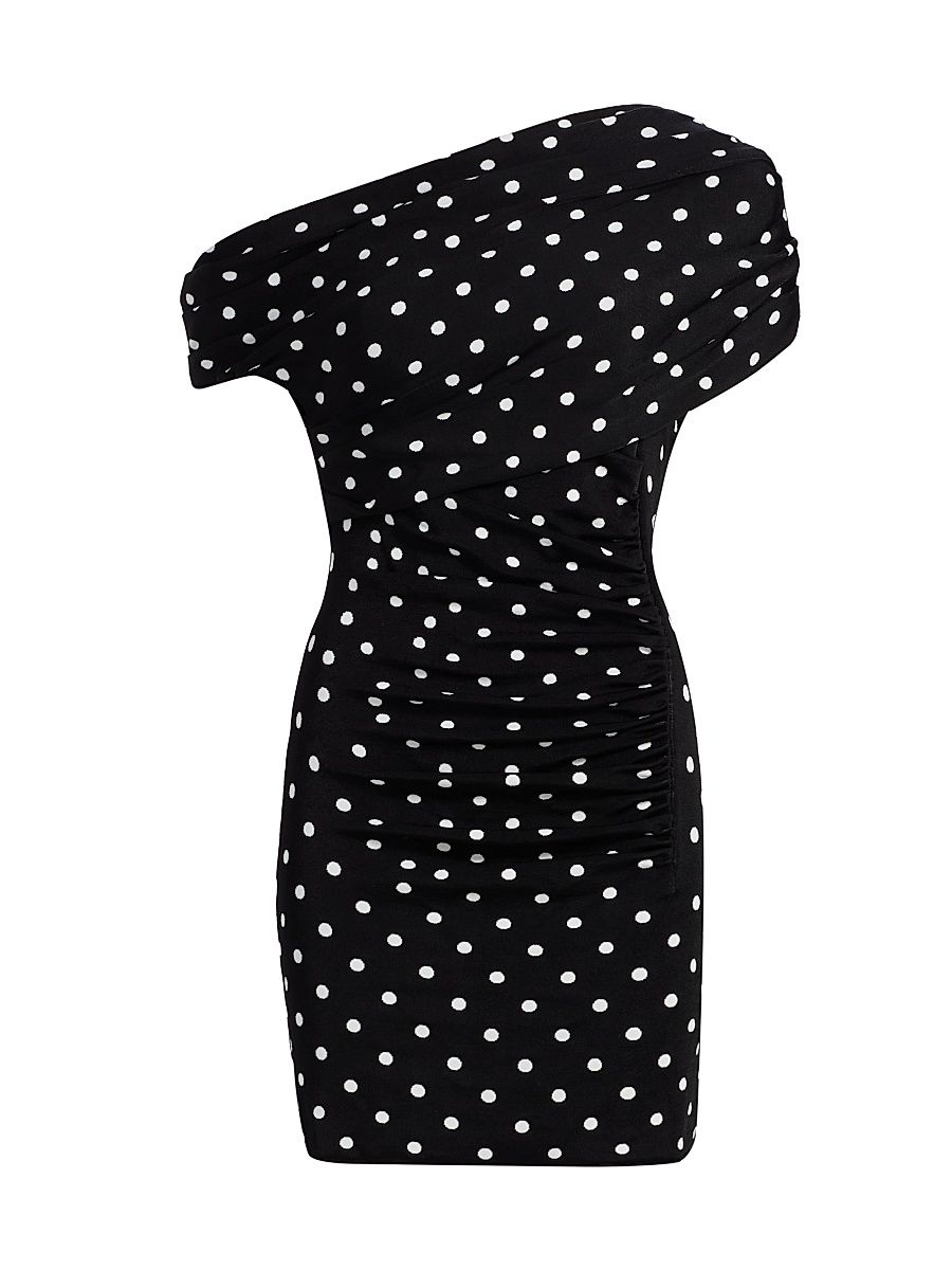 Women's Polka Dot Draped Knit Minidress - Polka Dot - Size Large