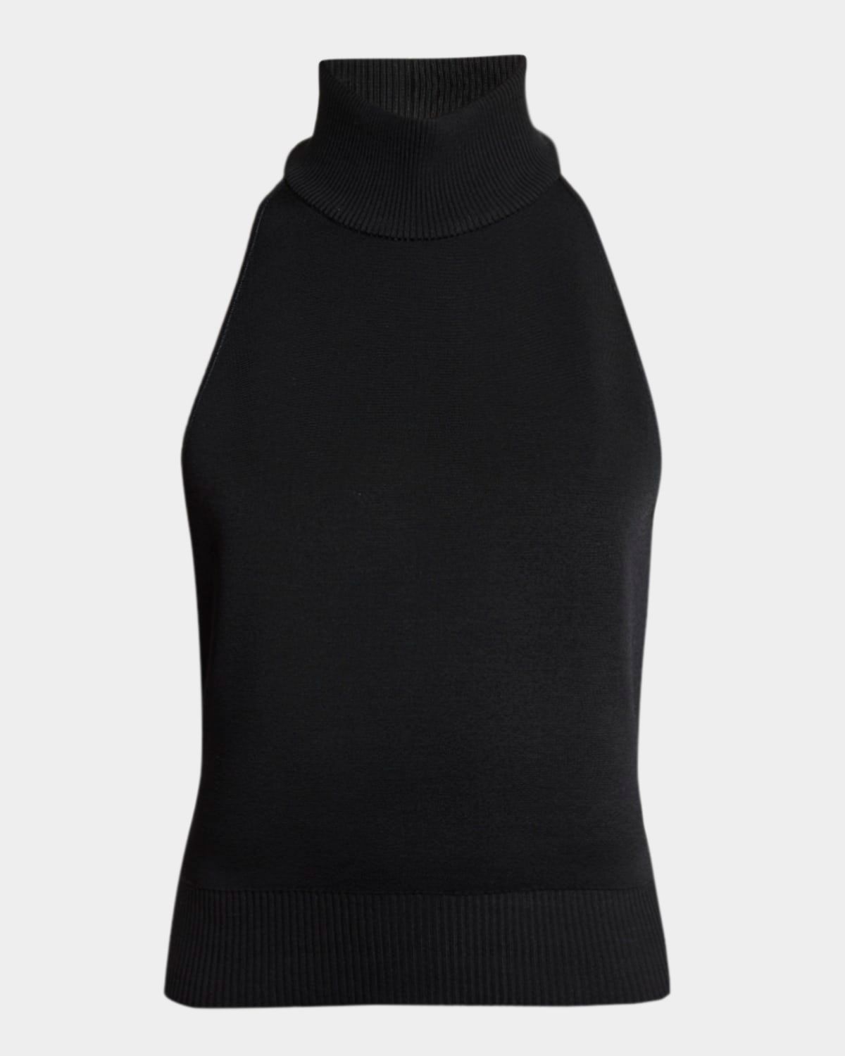 Mock-Neck Knit Halter Top