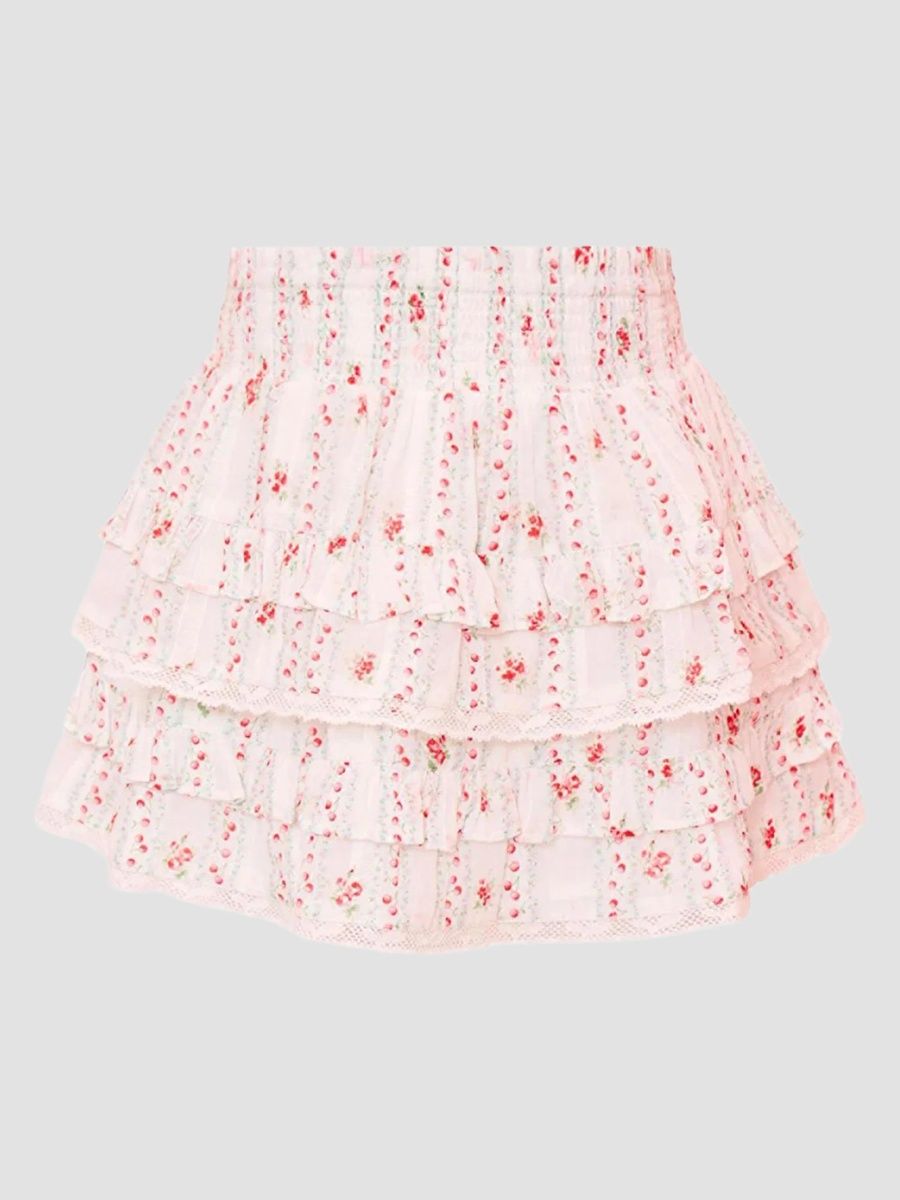 LoveShackFancy Girl's Little Girl's Billie Cherry Striped Mini Skirt - Poppy Red - Size 6