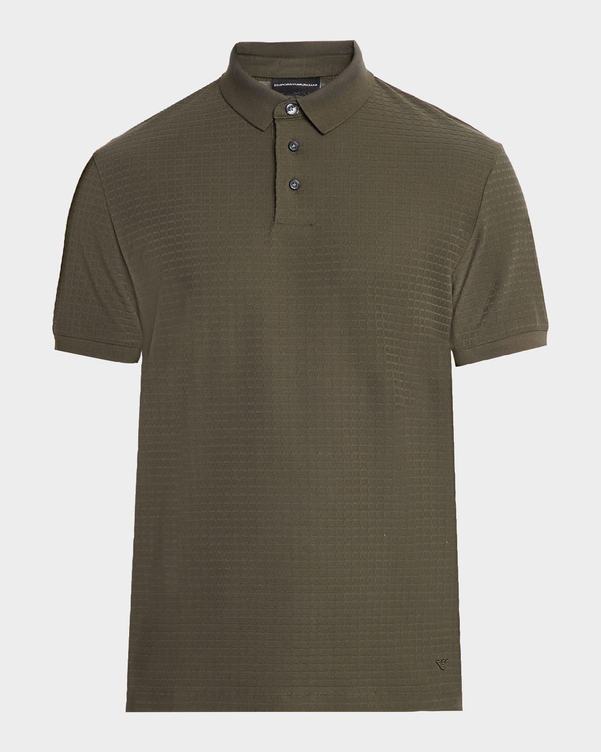 Men & apos;s Grid Check Jacquard Jersey Polo Shirt