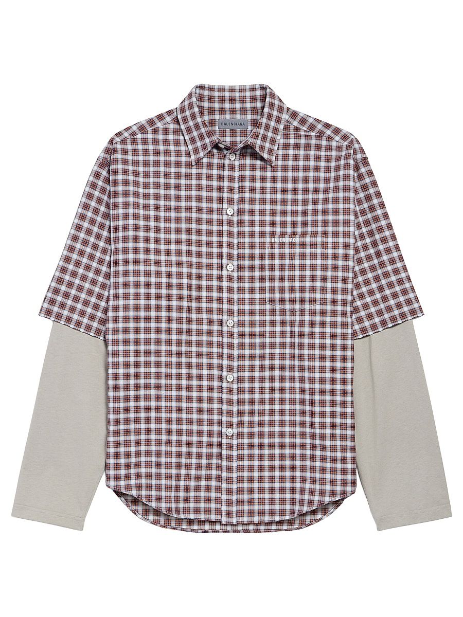 Men's Wrong Sleeve Shirt - Red Navy - Size 36