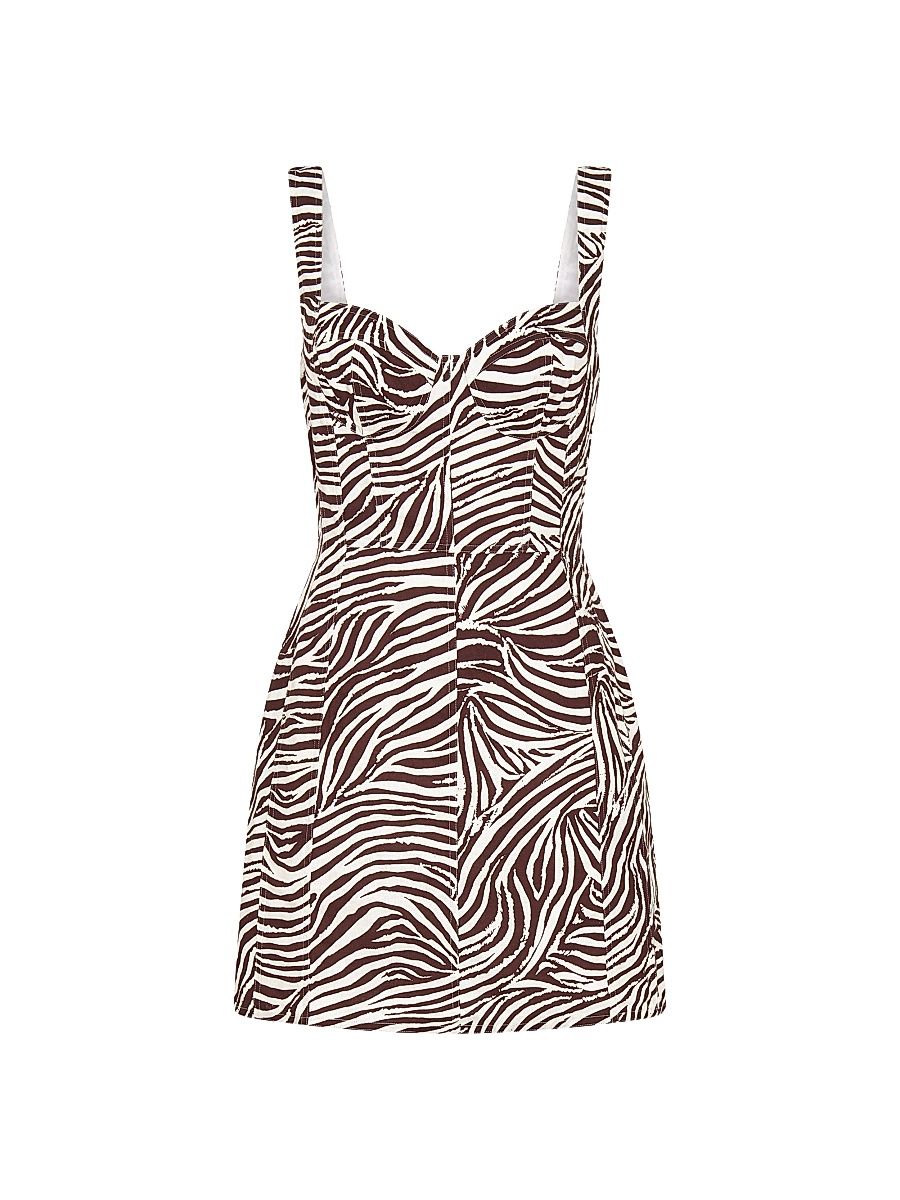 Women's Alina Printed Linen-Blend A-Line Minidress - Striata Print - Size 12