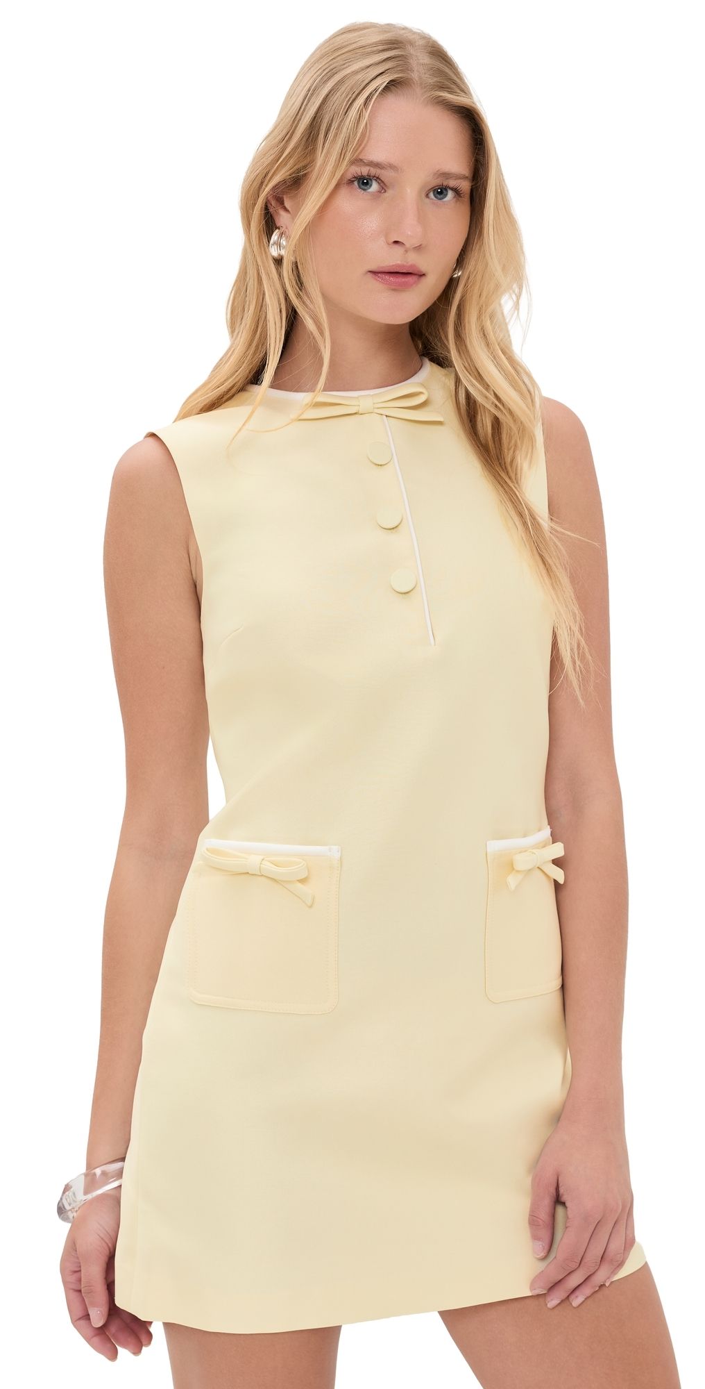 Self Portrait Yellow Taffeta Bow Mini Dress Yellow 4