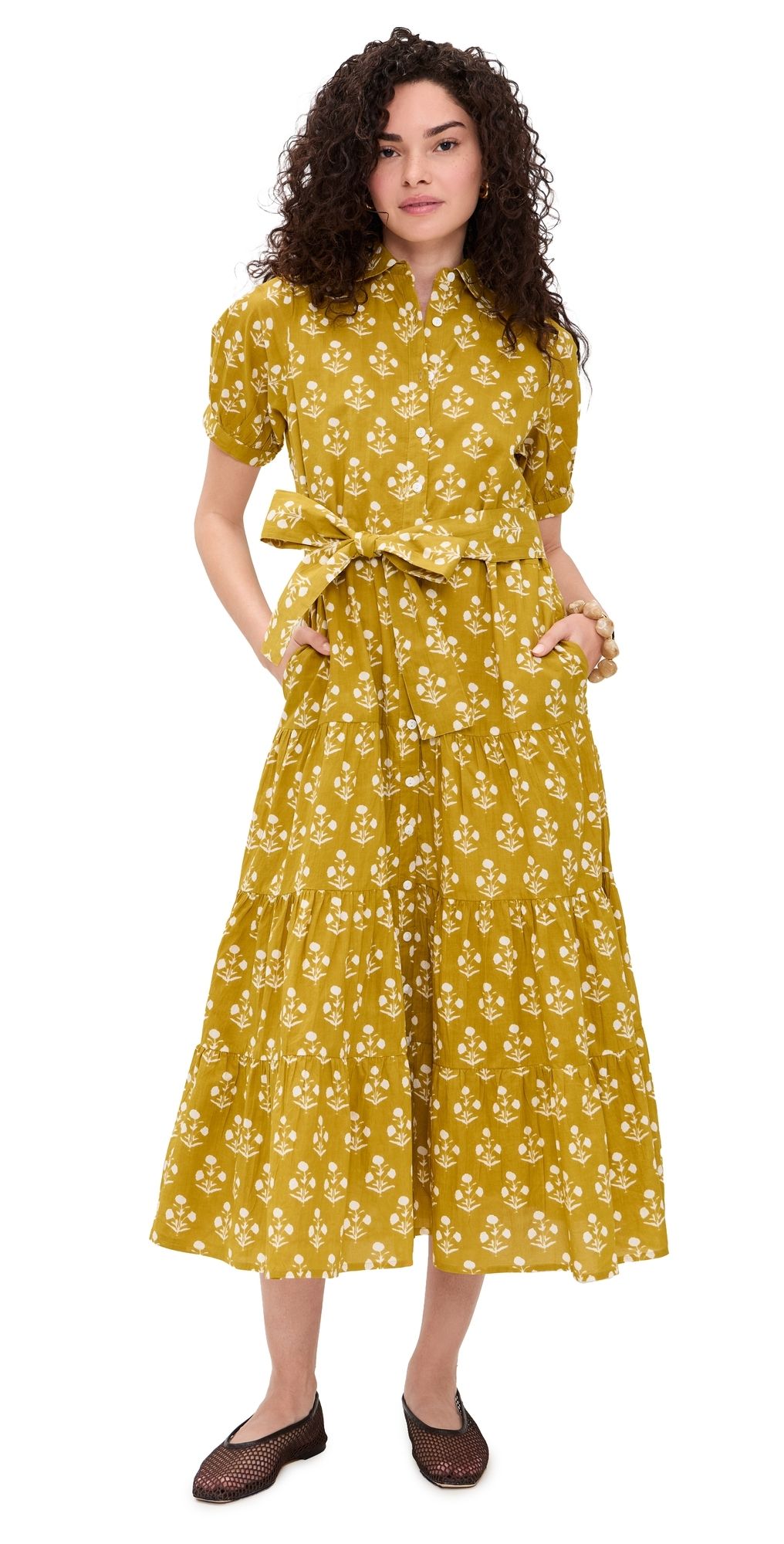 Marea Short Sleeve Shirt Dress Chartreuse Daffodil XL