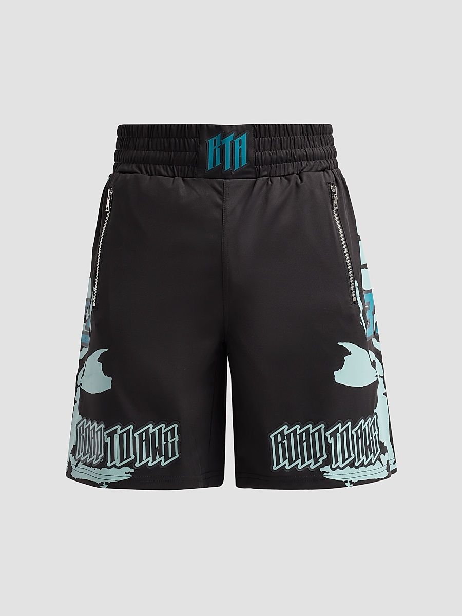 Men's Chaparral Udo Elasticized Boxing Shorts - Black Light Teal - Size XXL