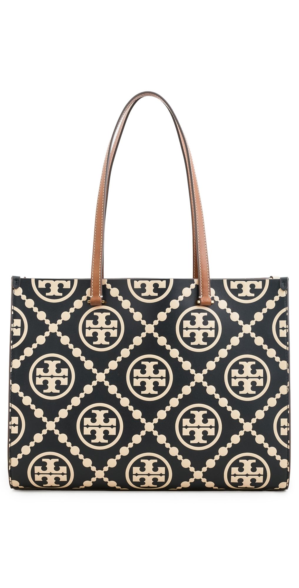 Tory Burch T Monogram Contrast Embossed Tote Black/White One Size