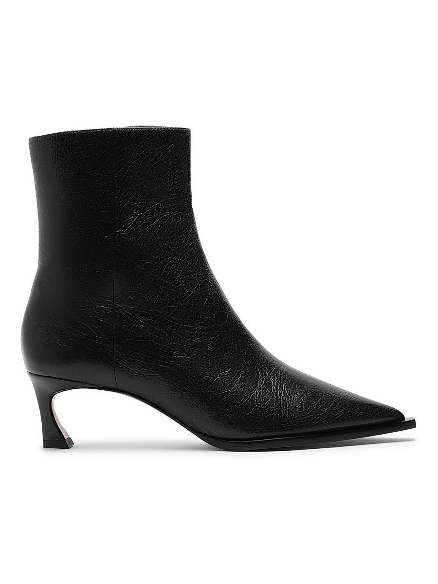Women's Myra 50MM Leather Booties - Black - Size 11.5