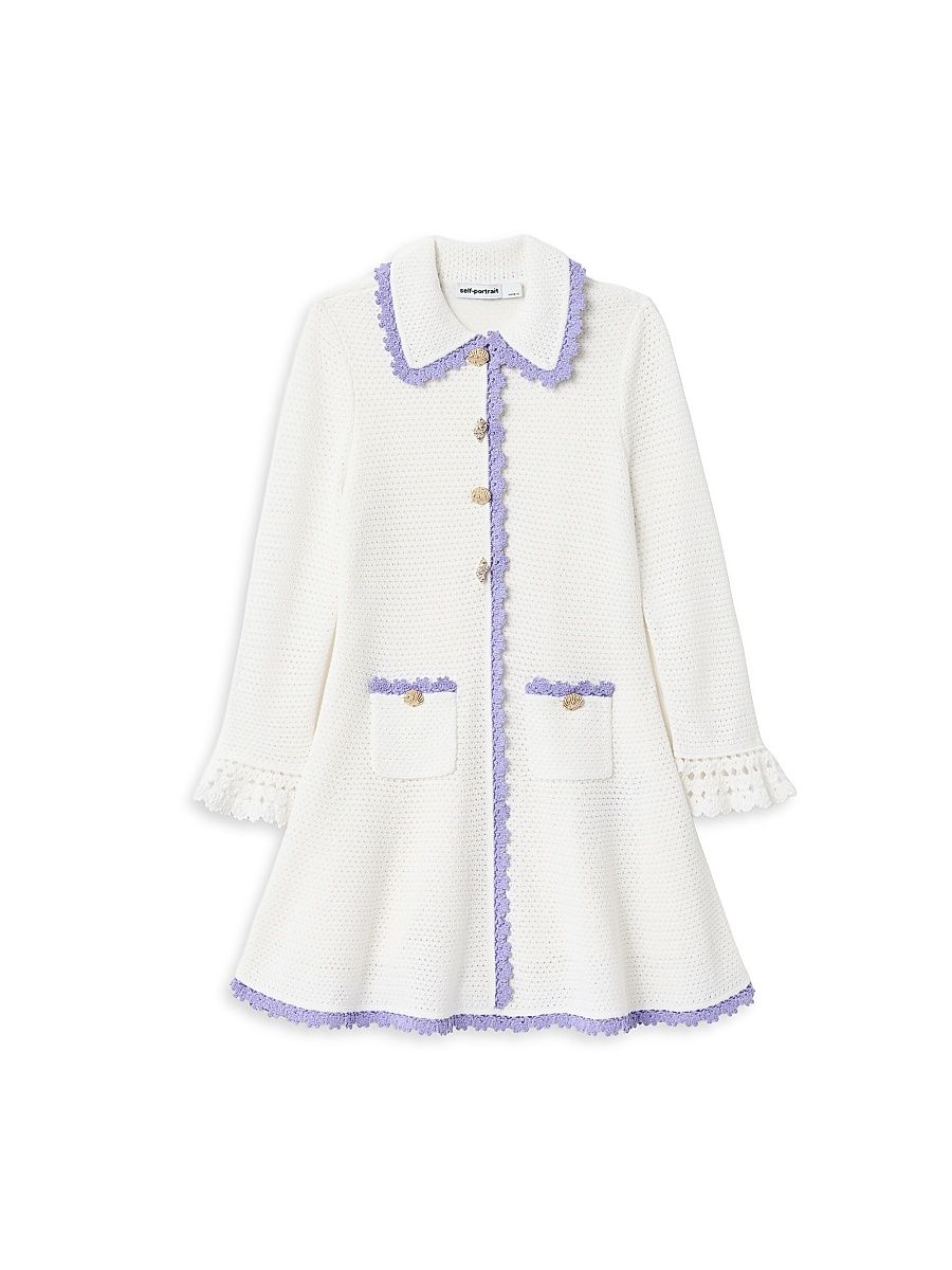 Little Girl's & Girl's Pointelle Knit Contrast-Trim Dress - Cream - Size 3