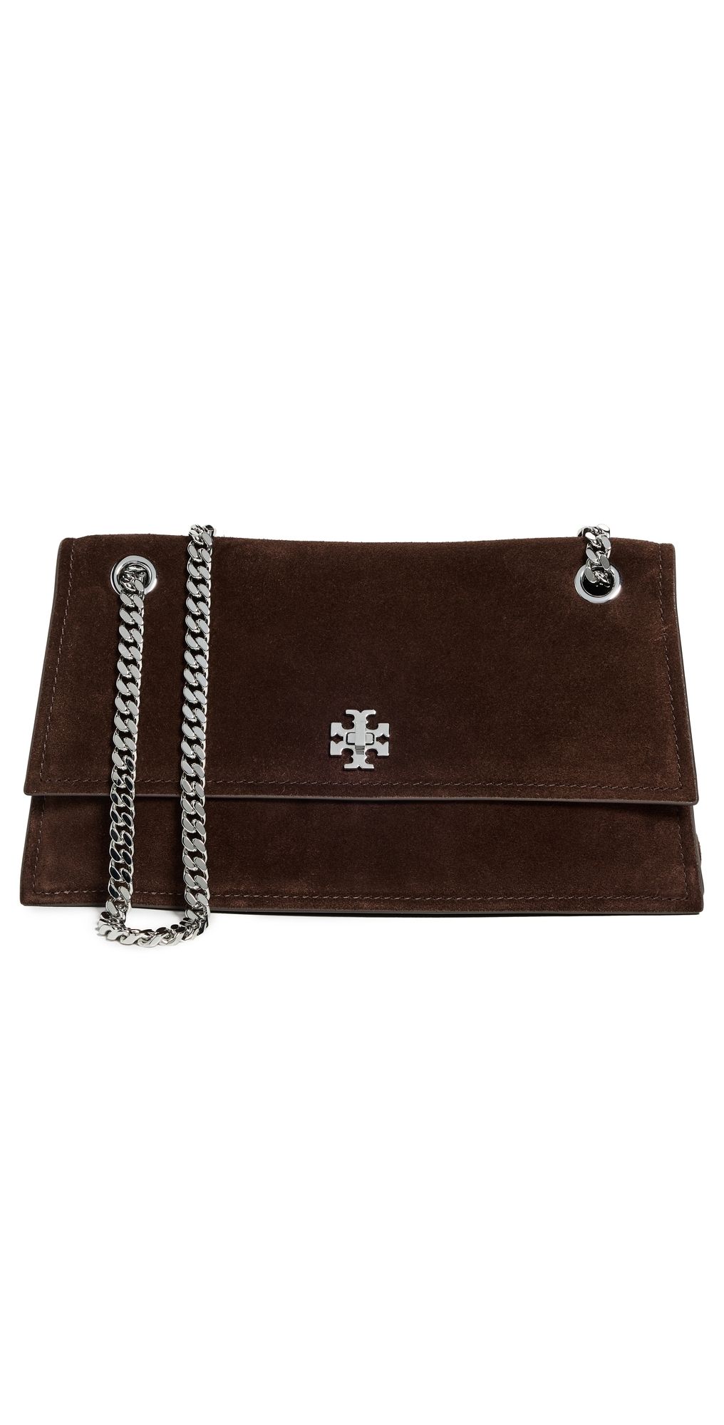 Tory Burch Kira Turnlock Suede Shoulder Bag Dark Cocoa One Size