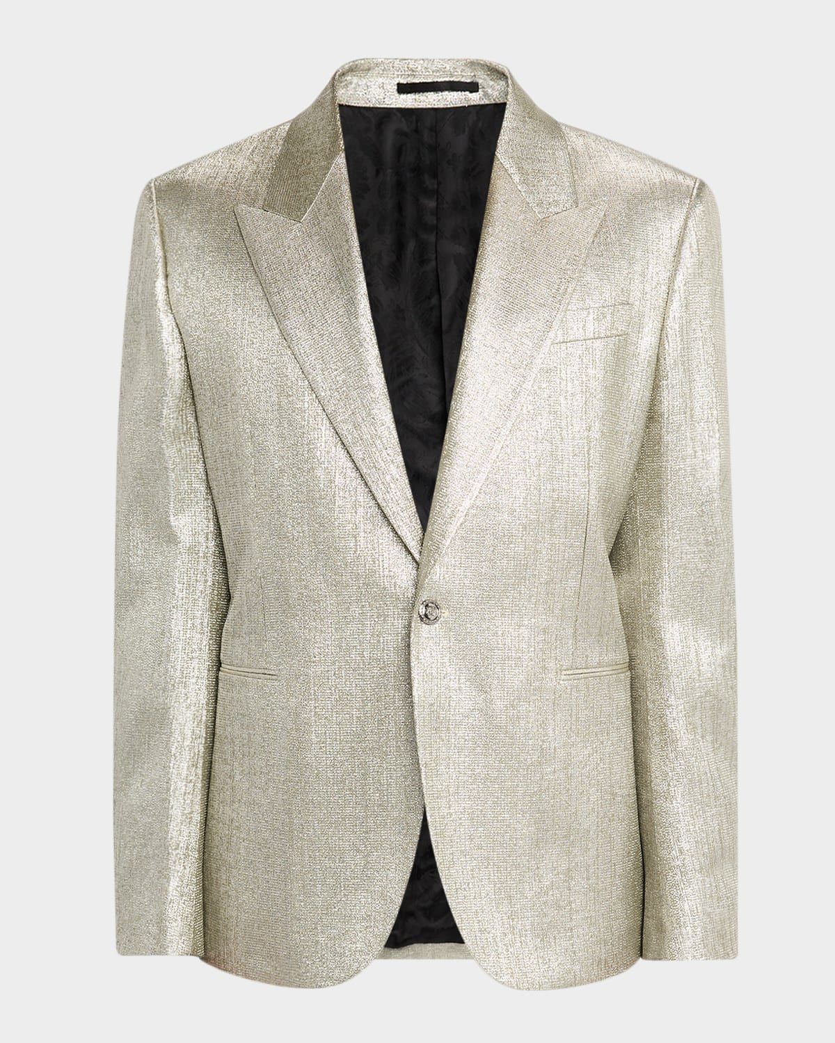Men & apos;s Peak-Lapel Metallic-Woven Evening Jacket