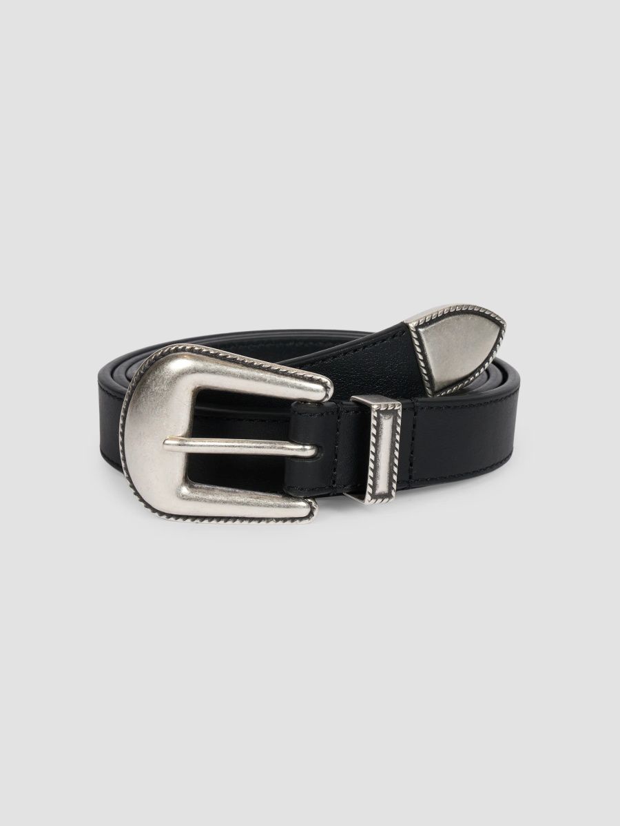 Amiri Men's Western Leather Belt - Black Nickel - Size 38