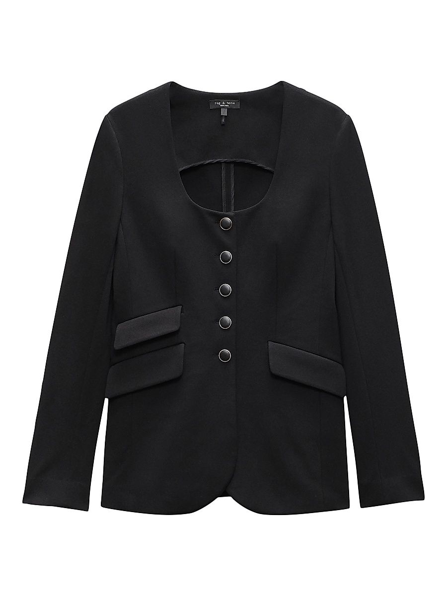 Women's Roslyn Ponte U-Neck Blazer - Black - Size 0